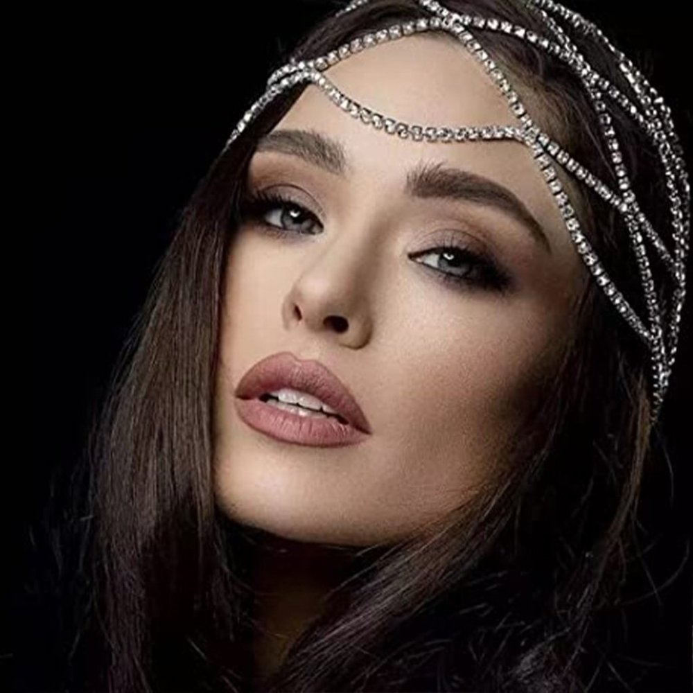 Multi-layer Mesh Bridal Headband Rhinestone Head Chain Hair Accessories - Picture 3 of 10